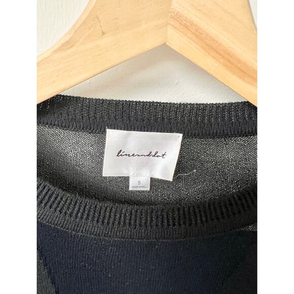 Line & Dot Mia Long Sleeve Crew Neck Pullover Contrast Sweater Black Women's S - Picture 3 of 5